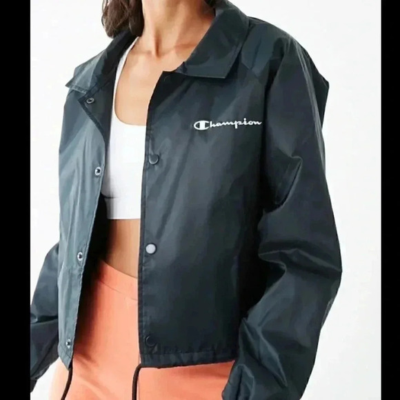 nwot Champion® Black Heritage Woven Coaches Jacket Sz M - Picture 2 of 9